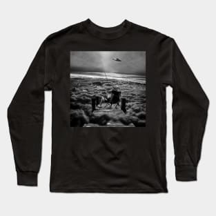 Fishing Above the Clouds grayscale Long Sleeve T-Shirt